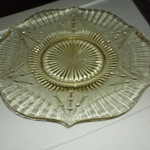 vintage yellow depression glass serving plate.